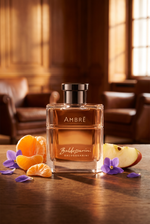 Baldessarini Ambre Eau de Toilette mit bernsteinfarbenem Flakon in warmem Salon mit Mandarine, Apfel und Veilchen - kaufenparfum.de